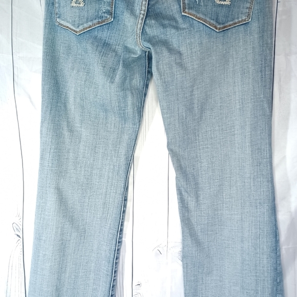 Vigoss Lightly Distressed Boot Cut Blue Denim Jeans - Picture 11 of 16